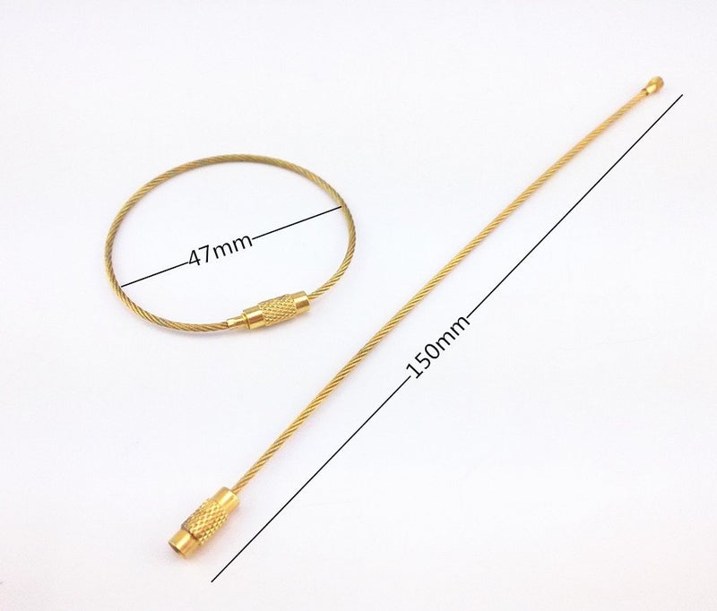 yueton 20pcs Stainless Steel Wire Keychain Cable Key Ring (Gold) - Image 3